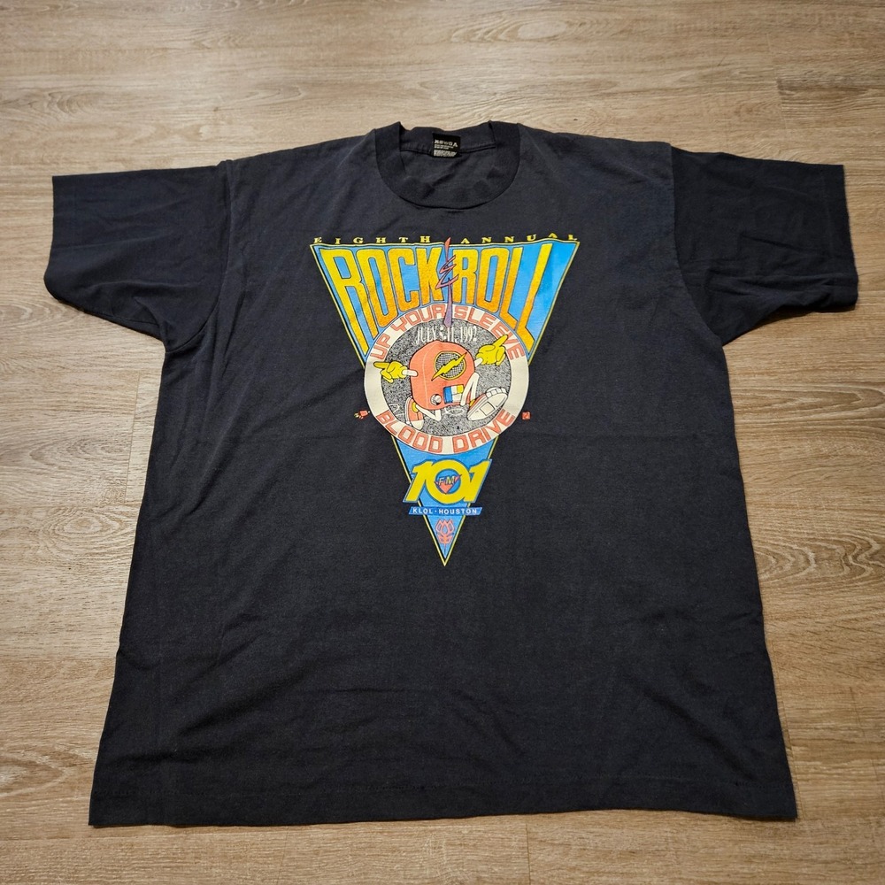Vintage 1992 KLOL Rock 101 Blood Drive T Shirt XXL Houston Screen Stars USA